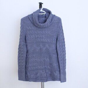 Banana Republic Wool Alpaca Blend Purple Cowlneck Cable Knit Sweater Sz M